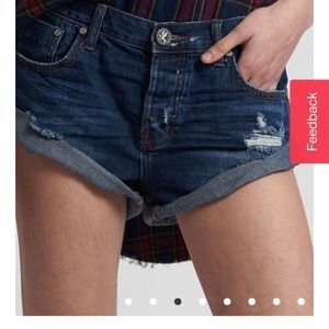 One Teaspoon Blue Moon Bandit Denim Shorts Size 25 Dark Wash